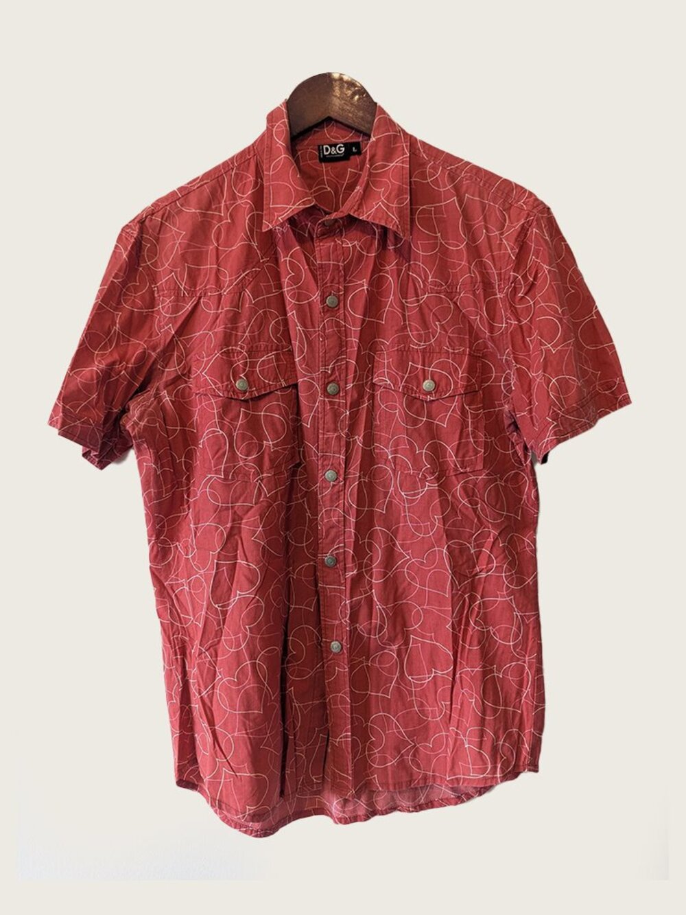 D&G - Unisex Vintage heart print shirt - Sz L